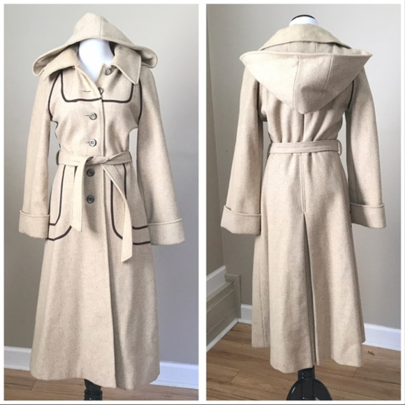 Vintage Jackets & Blazers - Vintage 70's Tan Hooded Peacoat Trench Jacket
